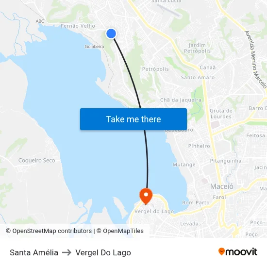 Santa Amélia to Vergel Do Lago map