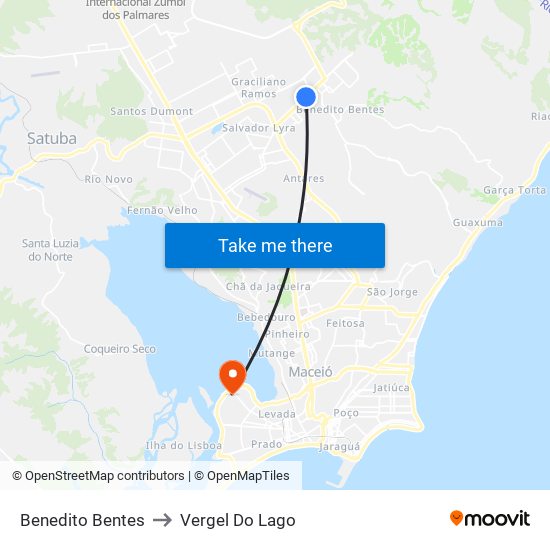 Benedito Bentes to Vergel Do Lago map