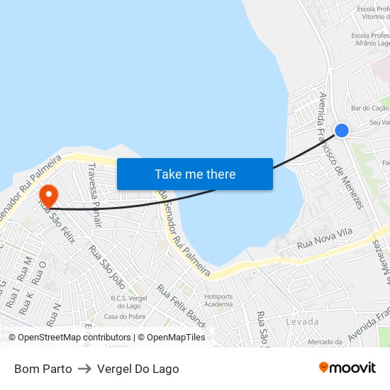 Bom Parto to Vergel Do Lago map