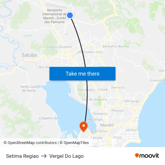 Setima Regiao to Vergel Do Lago map