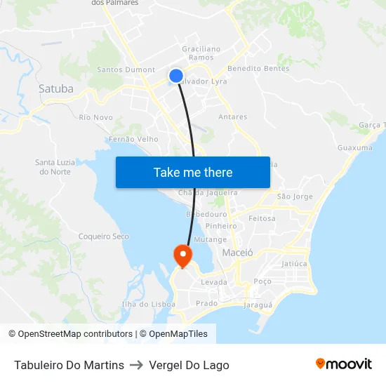 Tabuleiro Do Martins to Vergel Do Lago map