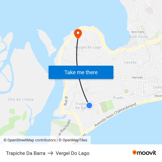 Trapiche Da Barra to Vergel Do Lago map