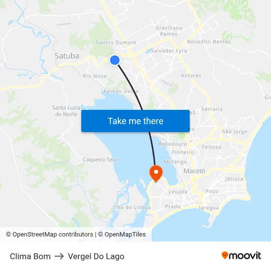 Clima Bom to Vergel Do Lago map