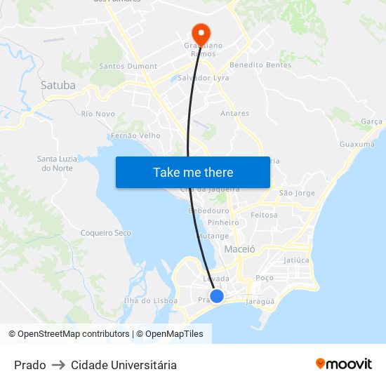 Prado to Cidade Universitária map