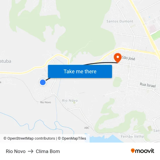 Rio Novo to Clima Bom map
