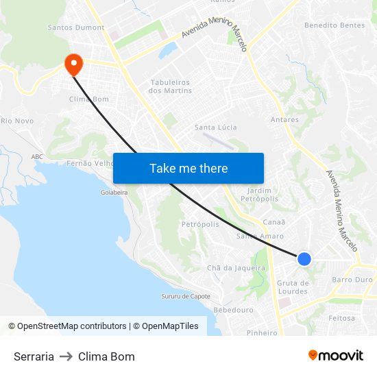 Serraria to Clima Bom map