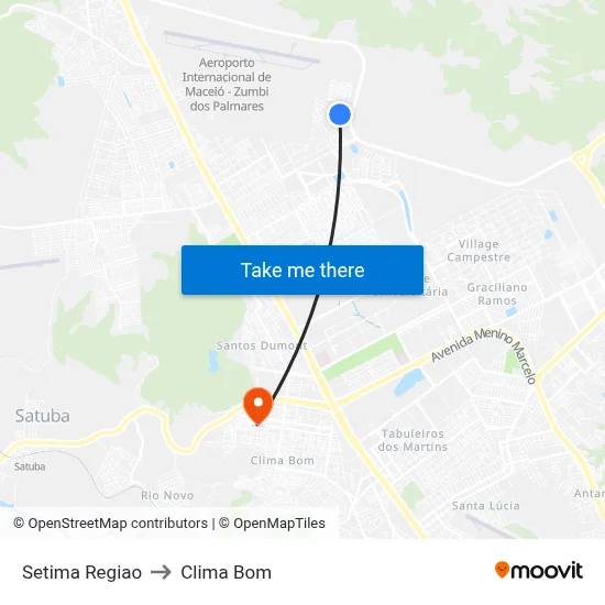 Setima Regiao to Clima Bom map