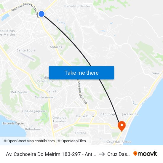 Av. Cachoeira Do Meirim 183-297 - Antares Maceió - Al Brasil to Cruz Das Almas map