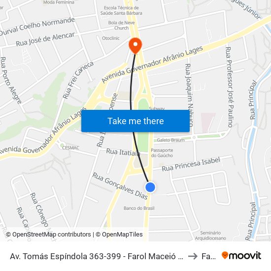 Av. Tomás Espíndola 363-399 - Farol Maceió - Al Brasil to Farol map