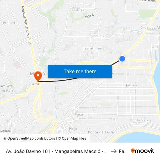 Av. João Davino 101 - Mangabeiras Maceió - Al Brasil to Farol map
