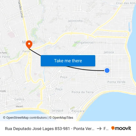 Rua Deputado José Lages 853-981 - Ponta Verde Maceió - Al 57035-330 Brasil to Farol map