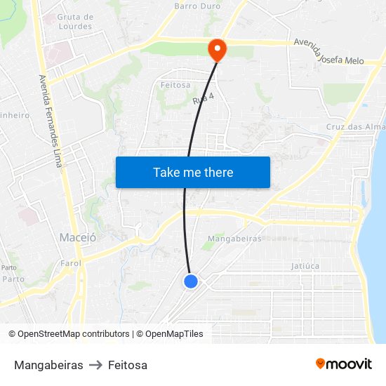 Mangabeiras to Feitosa map