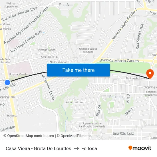 Casa Vieira - Gruta De Lourdes to Feitosa map
