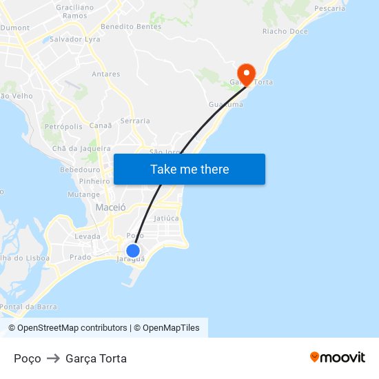 Poço to Garça Torta map