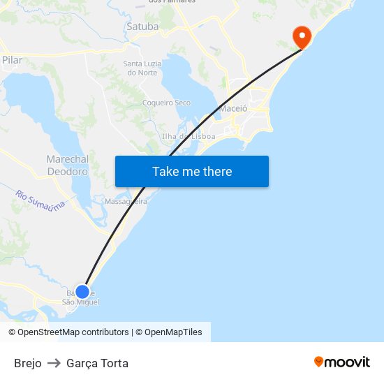 Brejo to Garça Torta map