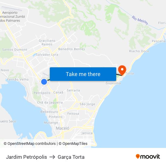 Jardim Petrópolis to Garça Torta map