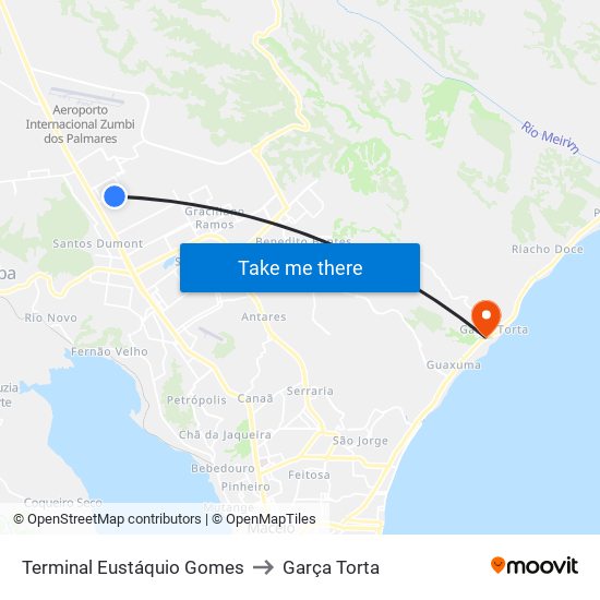 Terminal Eustáquio Gomes to Garça Torta map