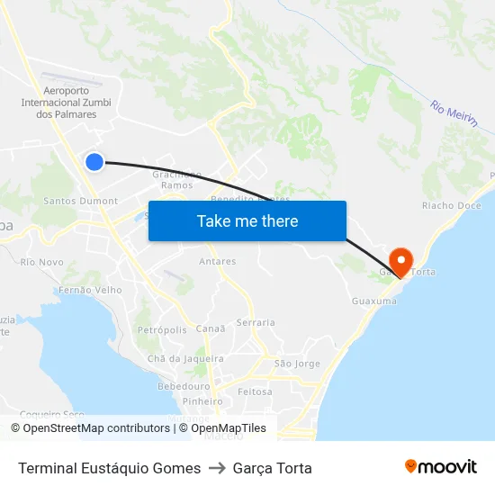 Terminal Eustáquio Gomes to Garça Torta map
