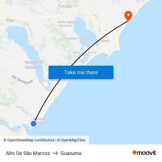 Alto De São Marcos to Guaxuma map