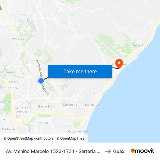 Av. Menino Marcelo 1523-1731 - Serraria Maceió - Al Brazil to Guaxuma map