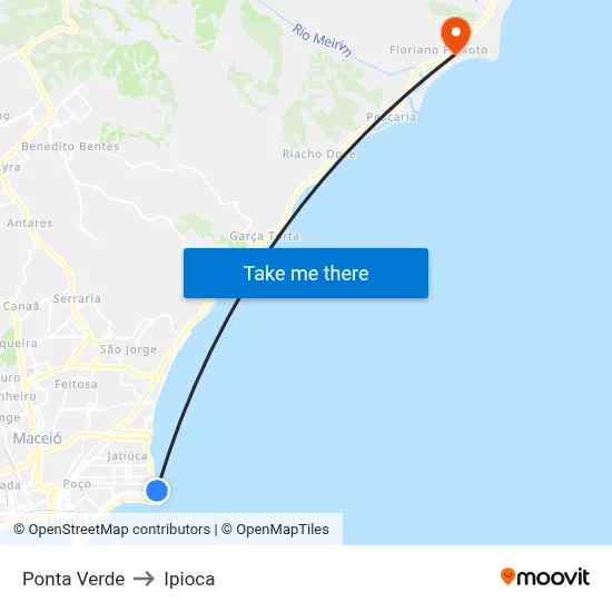 Ponta Verde to Ipioca map