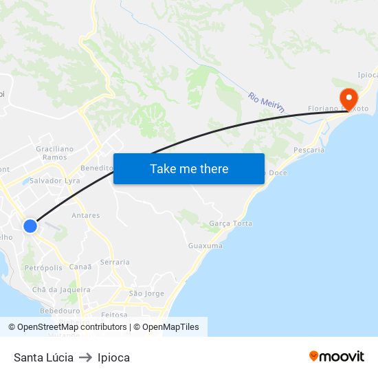 Santa Lúcia to Ipioca map