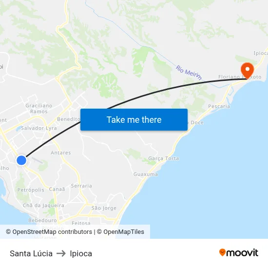 Santa Lúcia to Ipioca map