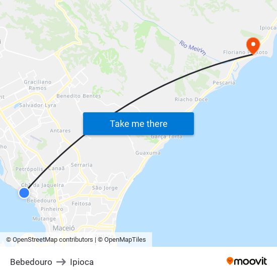 Bebedouro to Ipioca map