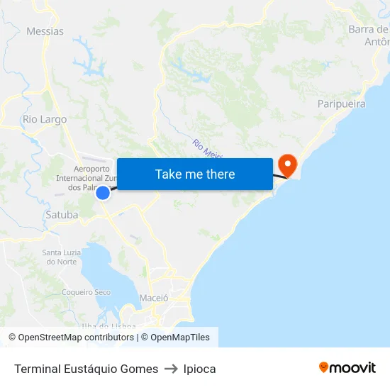 Terminal Eustáquio Gomes to Ipioca map