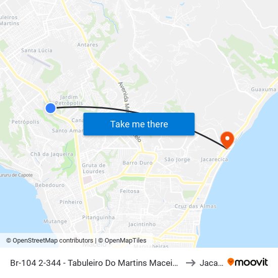 Br-104 2-344 - Tabuleiro Do Martins Maceió - Al República Federativa Do Brasil to Jacarecica map