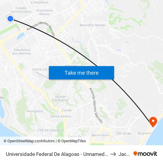Universidade Federal De Alagoas - Unnamed Road - Cidade Universitária Maceió - Al Brasil to Jacarecica map