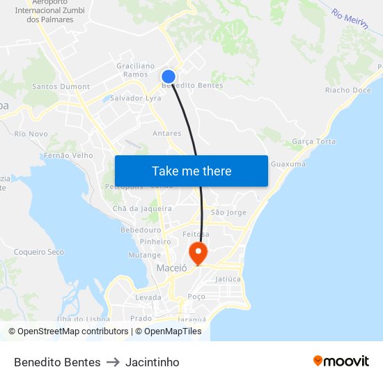 Benedito Bentes to Jacintinho map