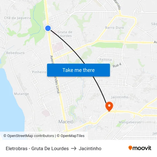 Eletrobras - Gruta De Lourdes to Jacintinho map