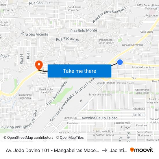 Av. João Davino 101 - Mangabeiras Maceió - Al Brasil to Jacintinho map