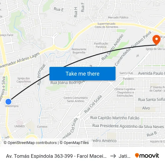 Av. Tomás Espíndola 363-399 - Farol Maceió - Al Brasil to Jatiúca map