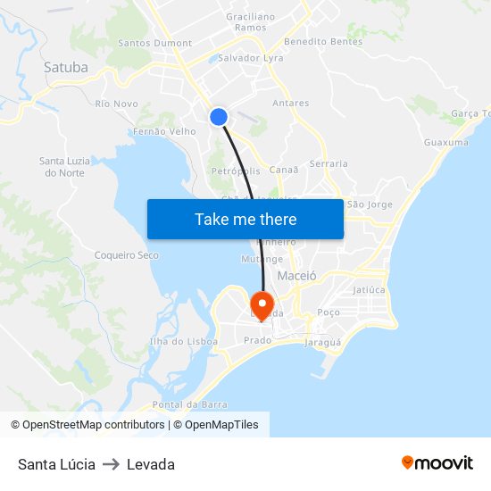 Santa Lúcia to Levada map
