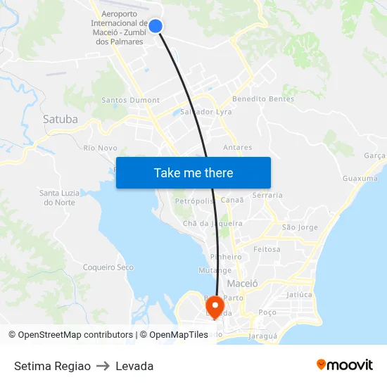 Setima Regiao to Levada map