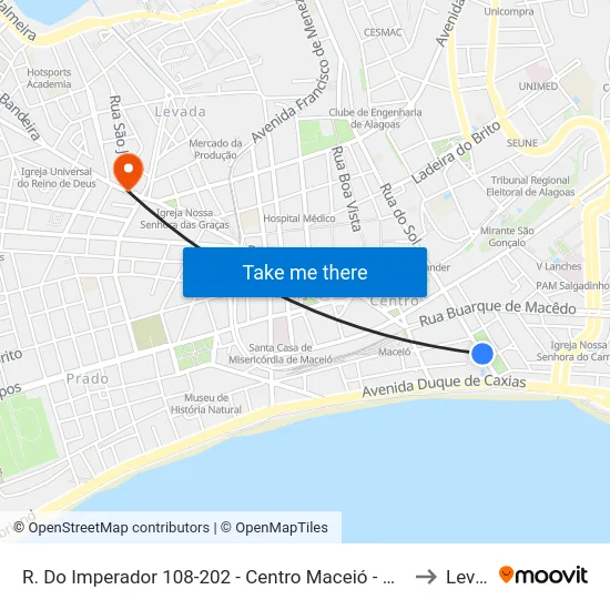 R. Do Imperador 108-202 - Centro Maceió - Al 57020-670 Brasil to Levada map