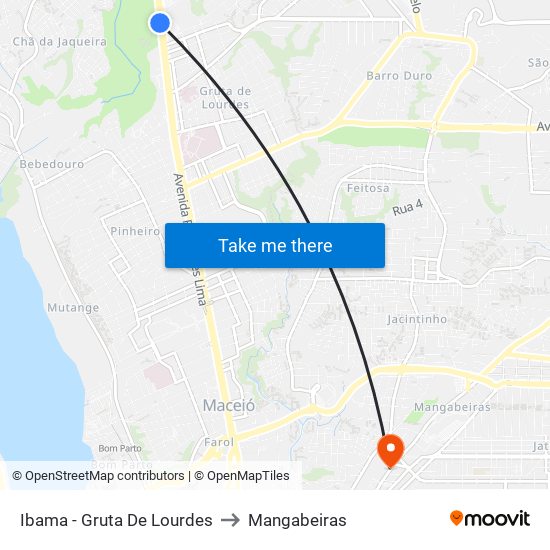 Ibama - Gruta De Lourdes to Mangabeiras map