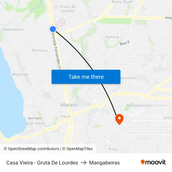 Casa Vieira - Gruta De Lourdes to Mangabeiras map