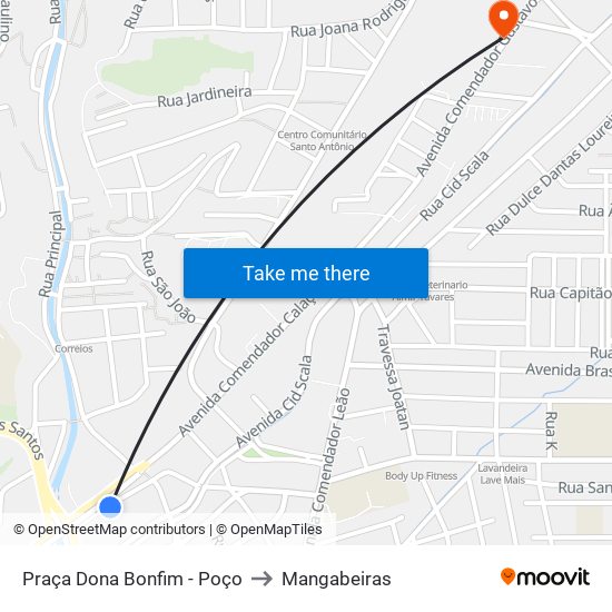 Praça Dona Bonfim - Poço to Mangabeiras map