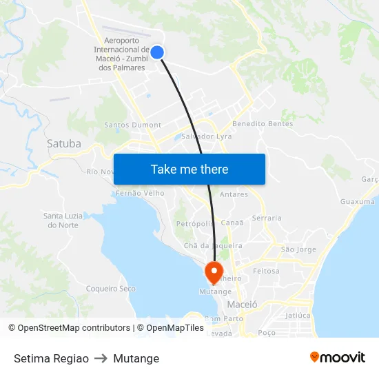 Setima Regiao to Mutange map