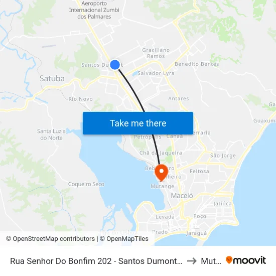 Rua Senhor Do Bonfim 202 - Santos Dumont Maceió - Al 57018-530 Brasil to Mutange map
