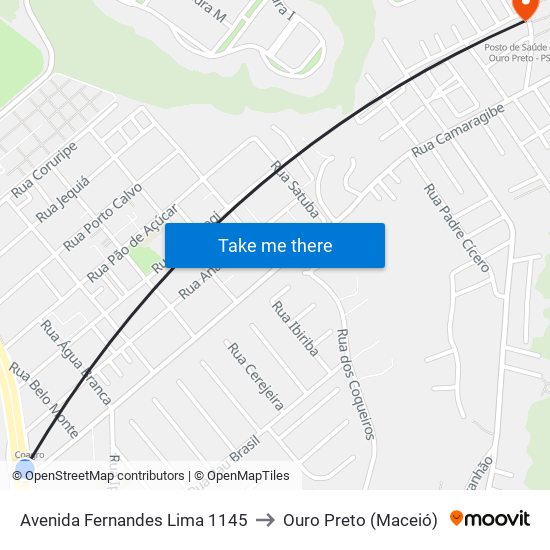 Avenida Fernandes Lima 1145 to Ouro Preto (Maceió) map