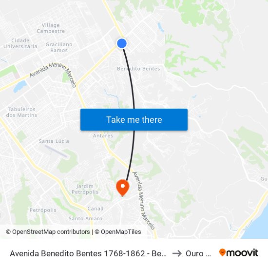 Avenida Benedito Bentes 1768-1862 - Benedito Bentes Maceió - Al 57084-800 República Federativa Do Brasil to Ouro Preto (Maceió) map