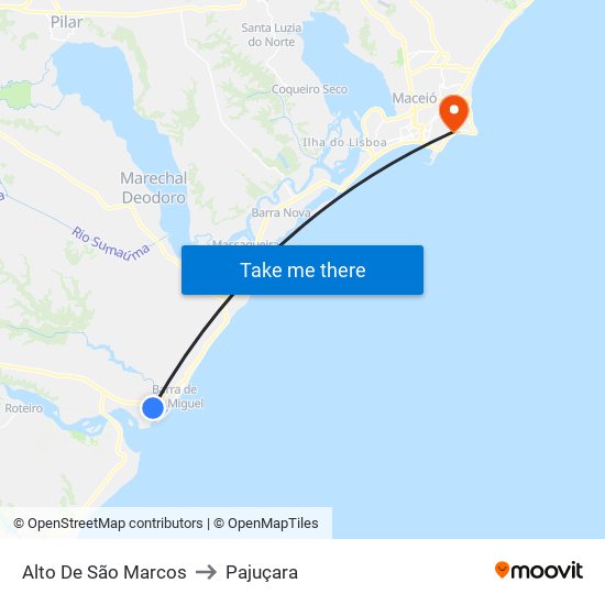 Alto De São Marcos to Pajuçara map