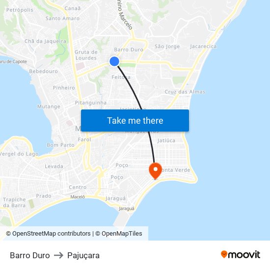 Barro Duro to Pajuçara map