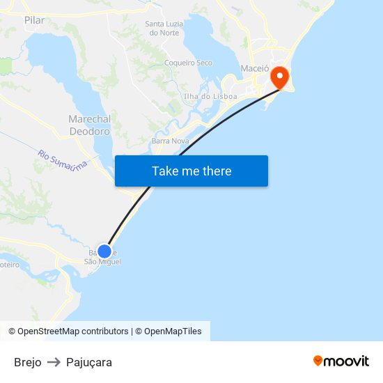 Brejo to Pajuçara map