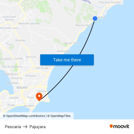 Pescaria to Pajuçara map