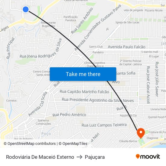 Rodoviária De Maceió Externo to Pajuçara map